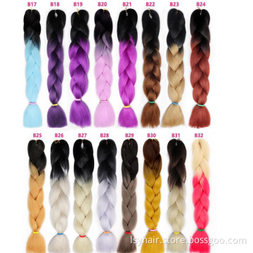 Ombre Color Synthetic Hair Super Jumbo Braids 24 inch Synthetic Two Tone High Temperature X pression Crochet Braids Hair